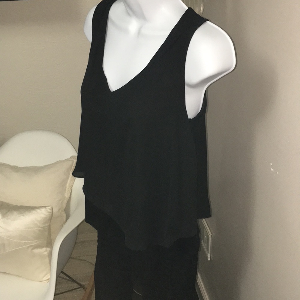 Bar III Black double layered flowy tank Sz S